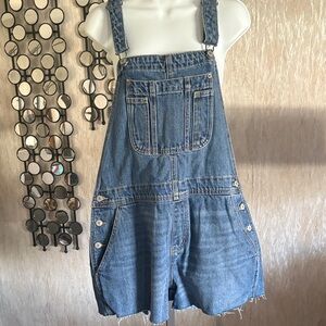 Old Navy Medium Blue Denim Overall Dress with Front Bib Pocket